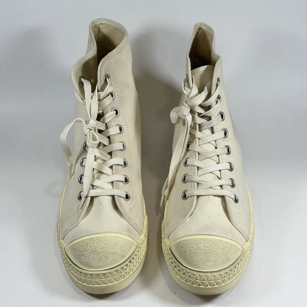 Hood Women-14 Mens-12 Rocket 1967 High Cut Canvas Sneakers Shoes Vintage Natural